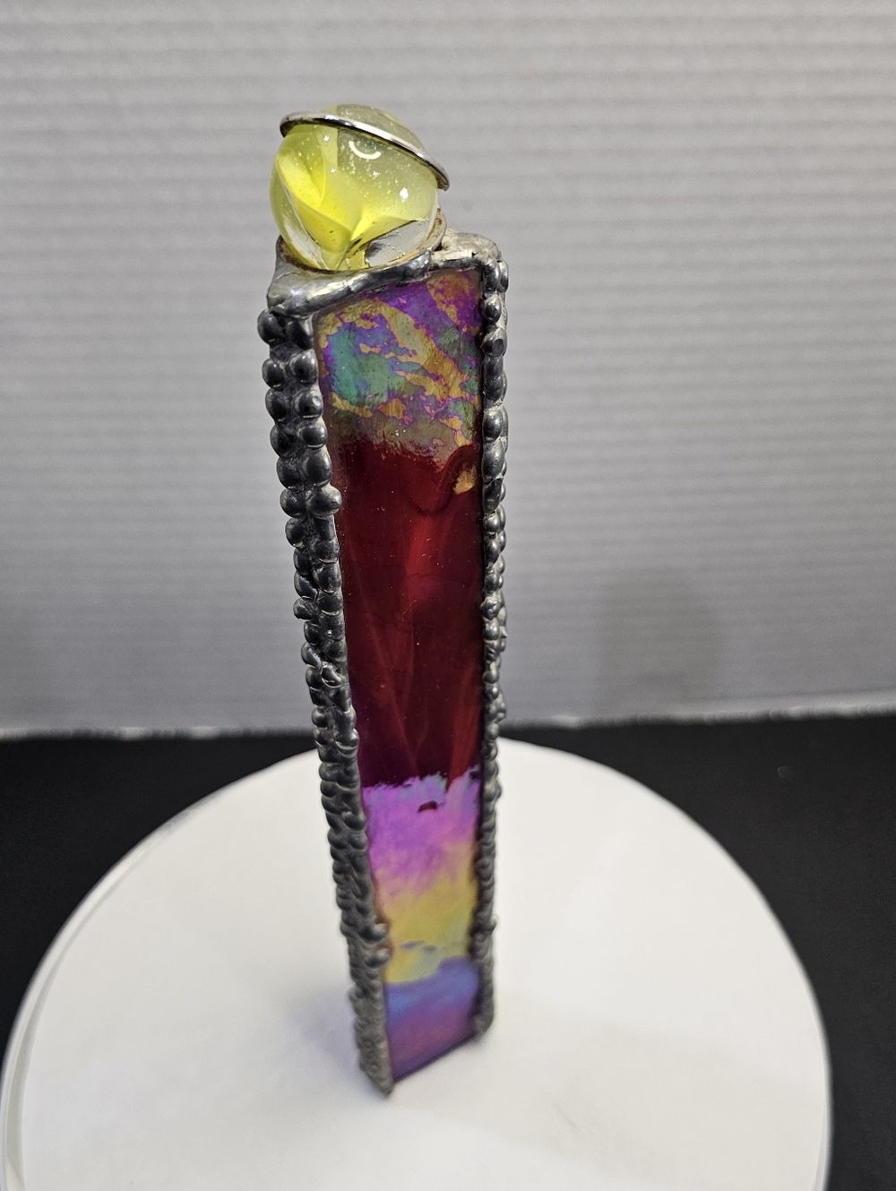 Kaleidoscope 9" Multi Color Glass Red Purple Pink Orange - Yellow Marble Vintage